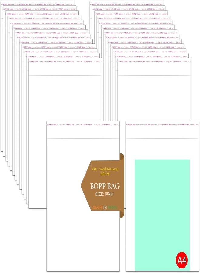 V4L Packing Clear Bags Transparent Pouches for Garments Clothes Saree Shirt Etc Self Adhesive BOPP Bags Seal Bag for Multipurpose Size 10"×14"Inch Pack of 100 - Image 1